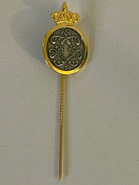 Vintage Gold /Gray Stick Pin for Hat, Scart, Lapel-  Abstract & Crown Design EUC